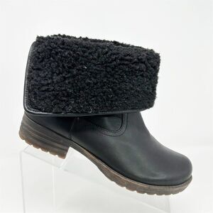 Tara M. Women's Black Leather Convertible Fold-Down Boots Size 8.5 Wool Lining